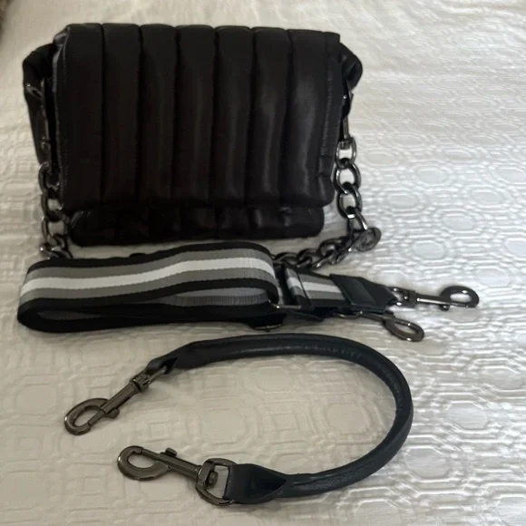 THINK ROYLN Shiny Black Quilted Crossbody Bag - Picture 2 of 7